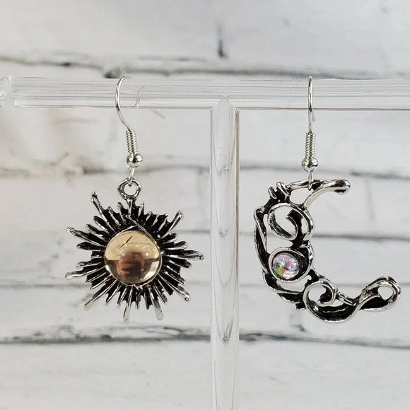 Sun and Moon Dangle Earrings - Picture 6 of 6